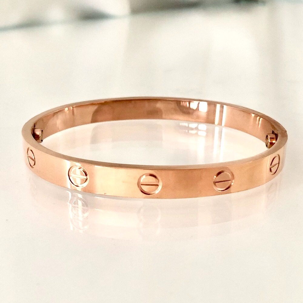 Rose Gold Screw Bracelet Cuff Classic Model - Picture 3 of 8